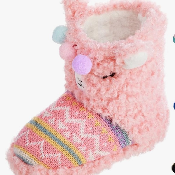 totes Other - New Girls Totes Pink Llama Fuzzy Warm Slipper Boots Size XL 13-1 Kids